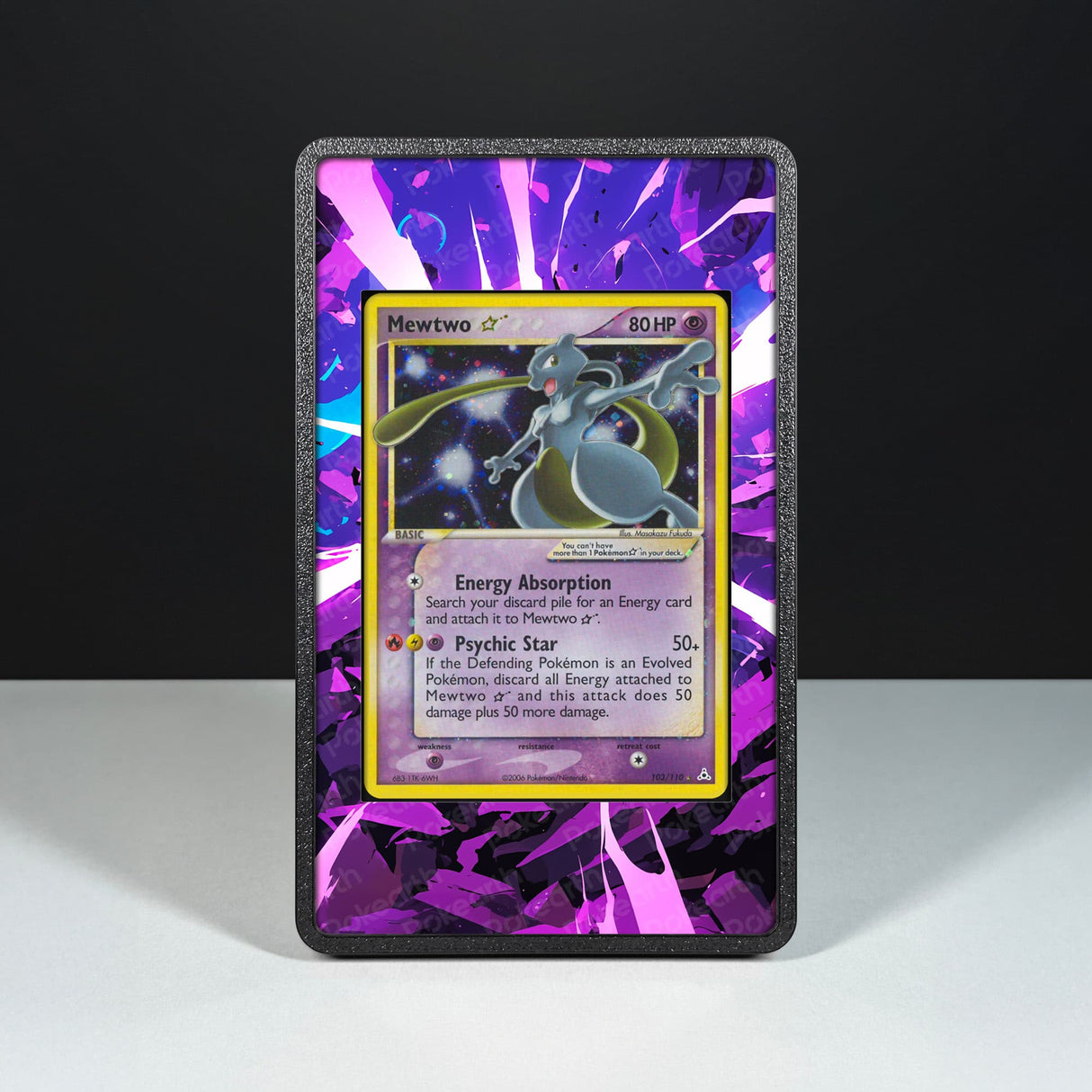 Mewtwo Gold Star 103/110 - Custodia con Artwork Esteso per Carte Pokémon - Display Case Extended Artwork Pokearth