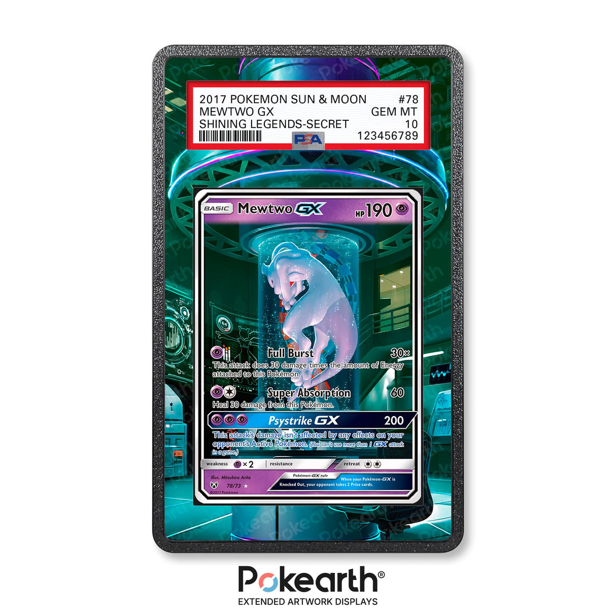 Mewtwo GX 78/73 - Graded Card Extended Artwork Display Case - Display Case Extended Artwork Pokearth