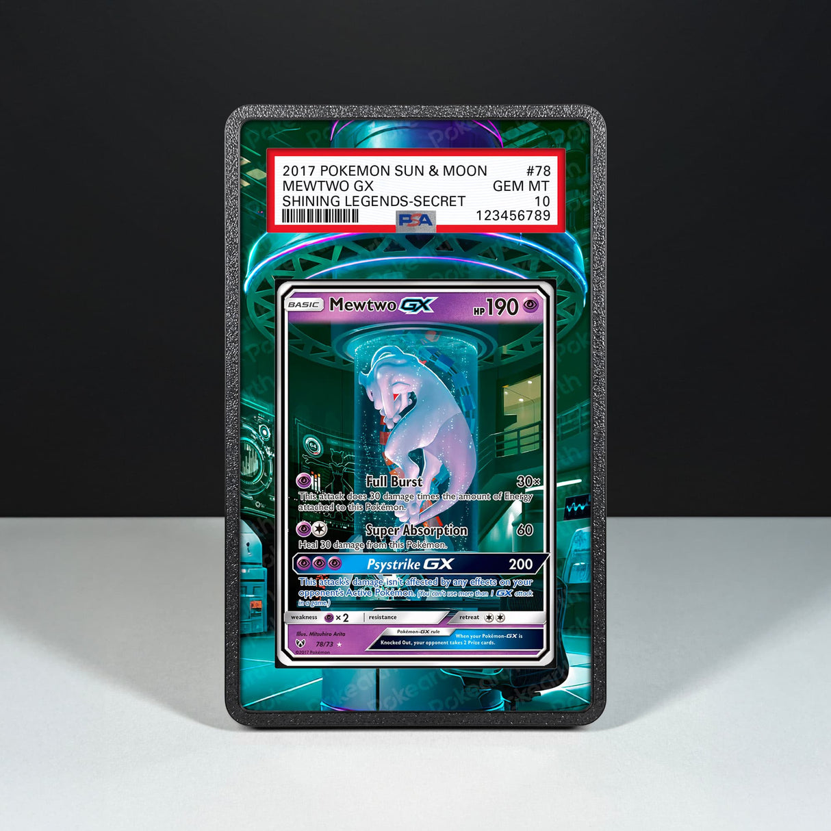 Mewtwo GX 78/73 - Graded Card Extended Artwork Display Case - Display Case Extended Artwork Pokearth