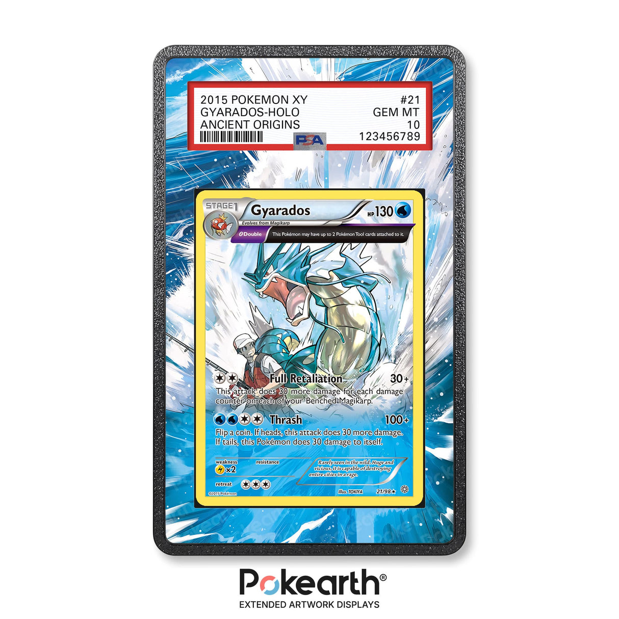 Gyarados 21/98 - Graded Card Extended Artwork Display Case - Display Case Extended Artwork Pokearth