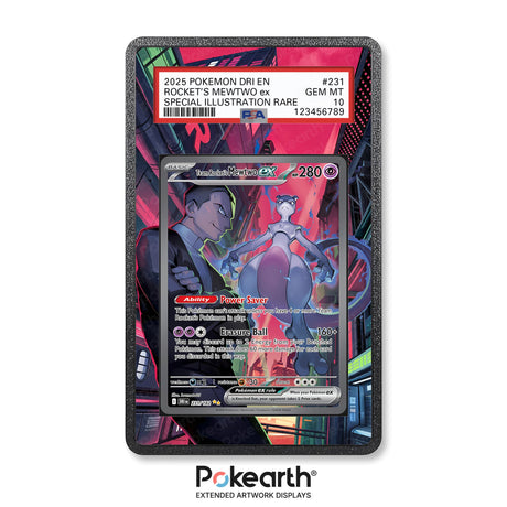 Rocket's Mewtwo ex 231/182 - Graded Card Extended Artwork Display Case - Display Case Extended Artwork Pokearth