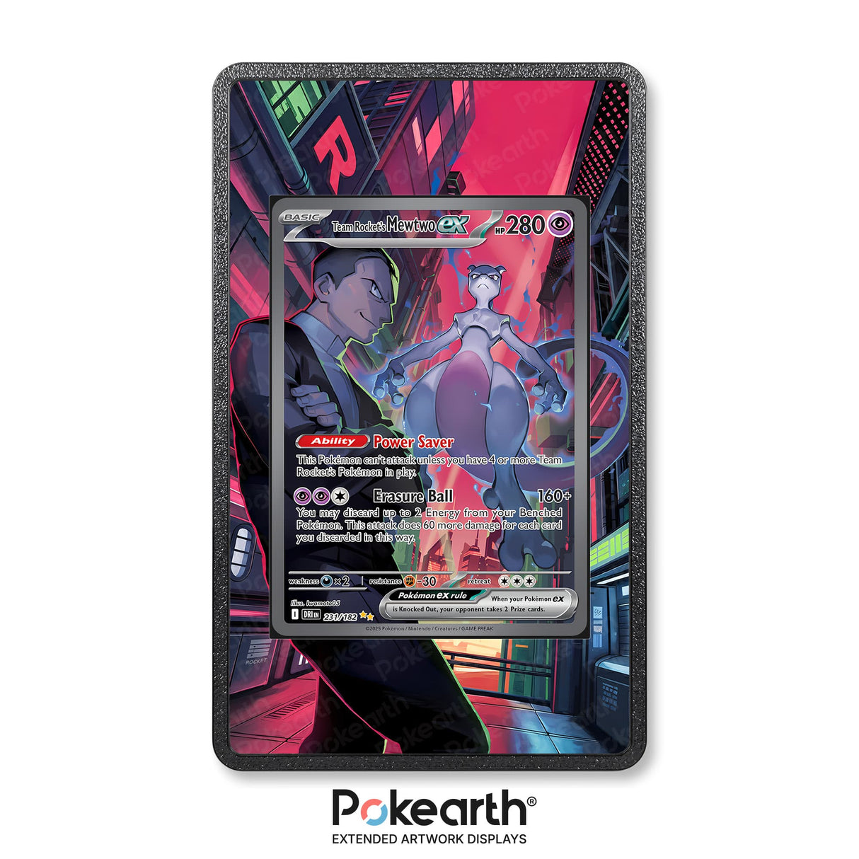 Mewtwo ex del Team Rocket 231/182 - Custodia con Artwork Esteso per Carte Pokémon - Display Case Extended Artwork Pokearth