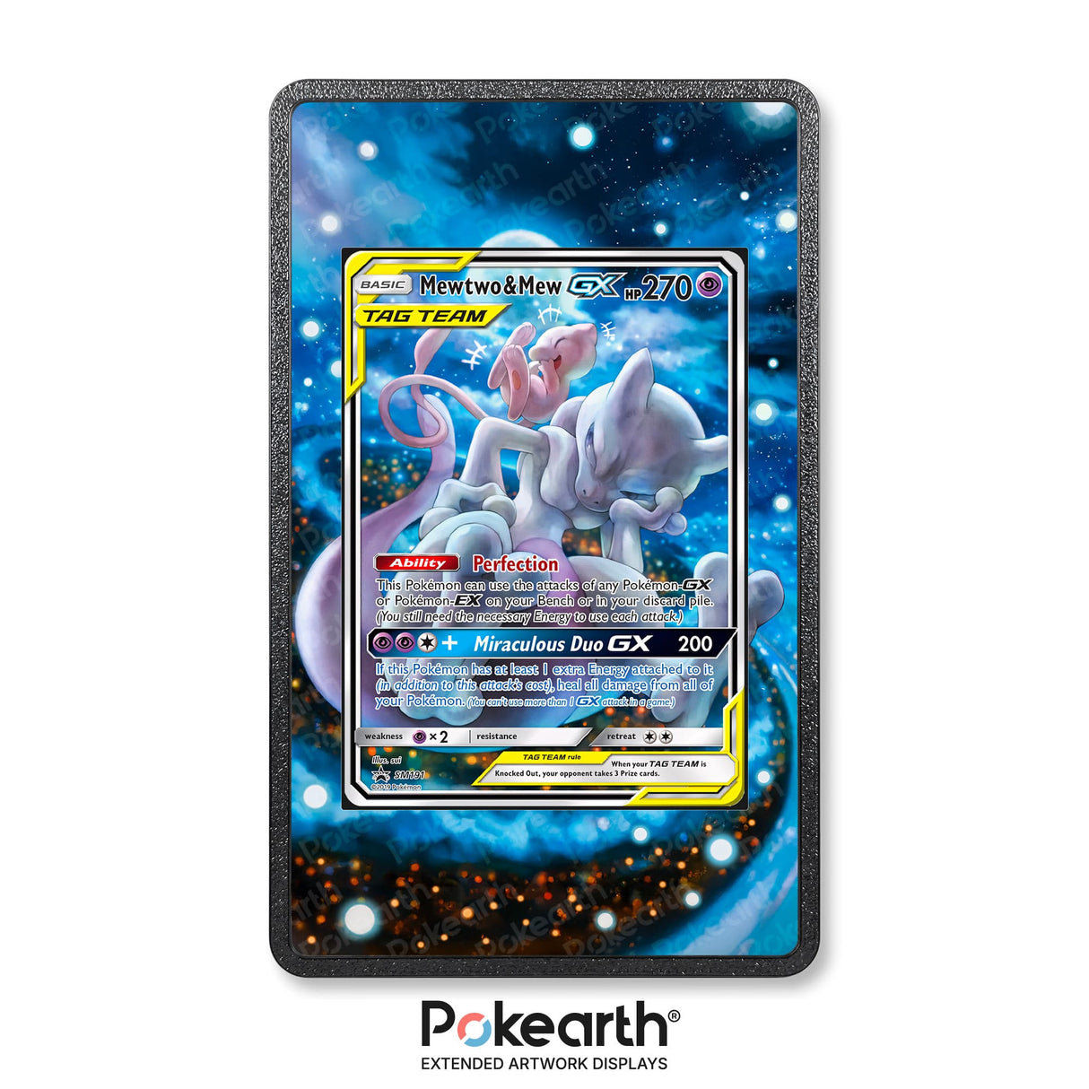 Mewtwo & Mew GX SM191 - Custodia con Artwork Esteso per Carte Pokémon - Display Case Extended Artwork Pokearth