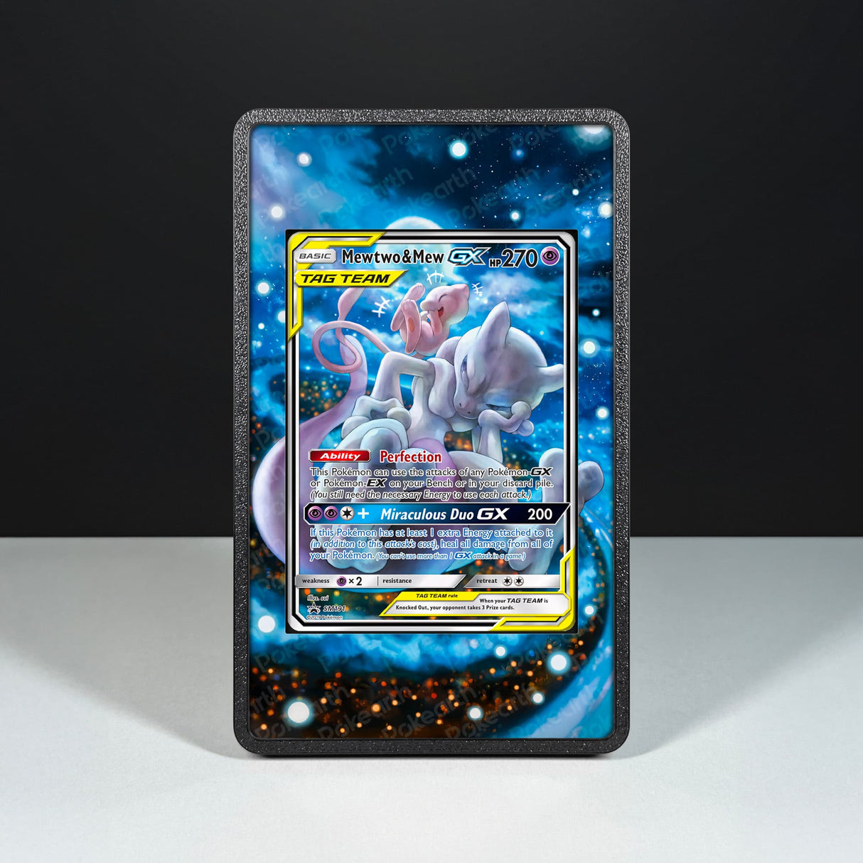 Mewtwo & Mew GX SM191 - Custodia con Artwork Esteso per Carte Pokémon - Display Case Extended Artwork Pokearth