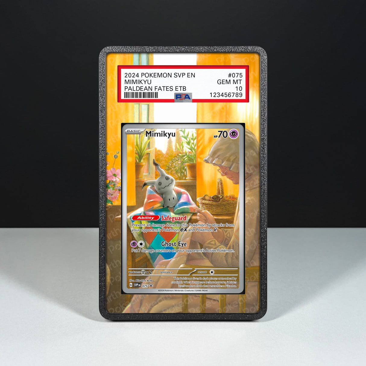 Mimikyu SVP 075 - Graded Card Extended Artwork Display Case - Display Case Extended Artwork Pokearth