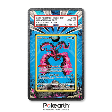 Galarian Moltres SWSH 284 - Graded Card Extended Artwork Display Case - Display Case Extended Artwork Pokearth