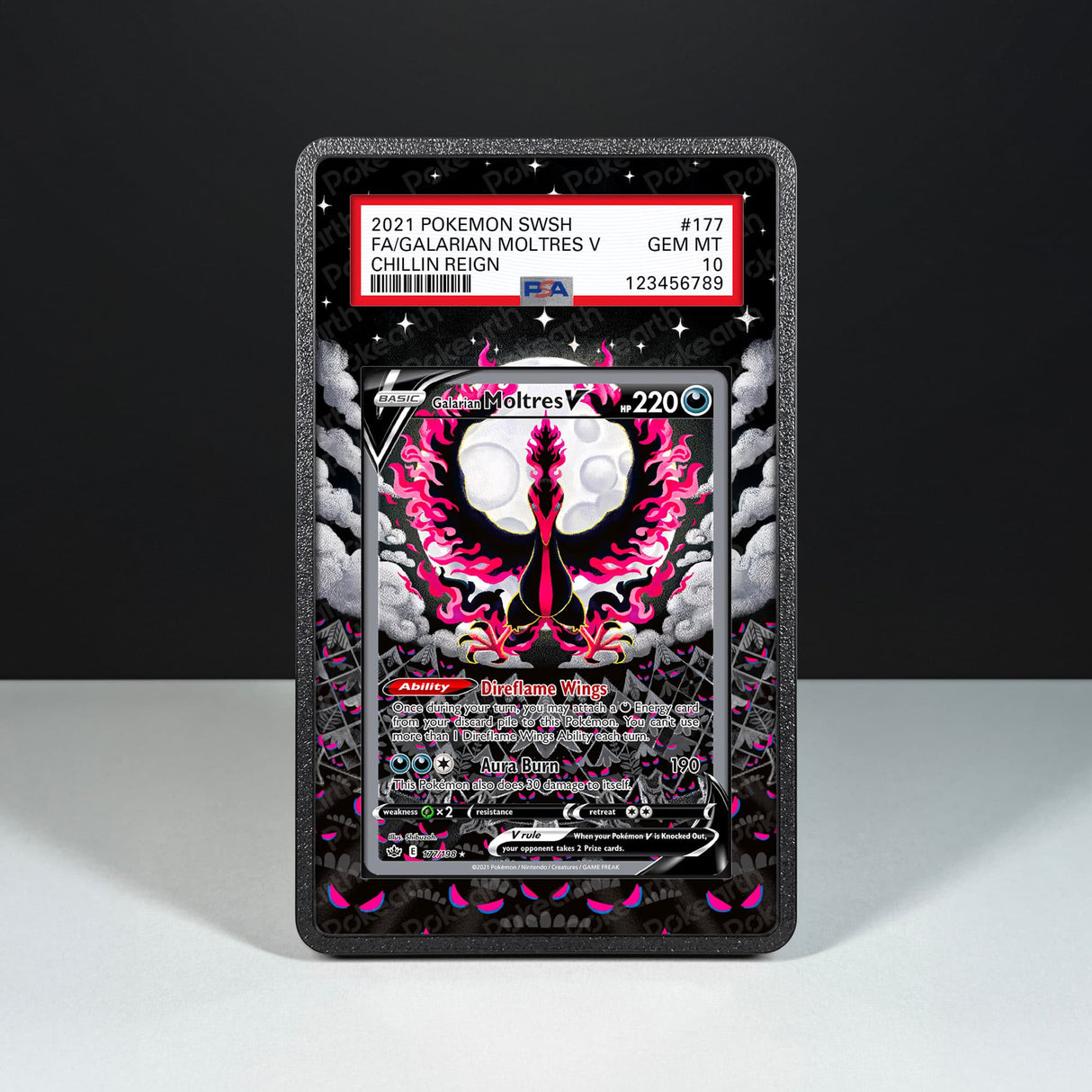 Galarian Moltres V 177/198 - Graded Card Extended Artwork Display Case - Display Case Extended Artwork Pokearth