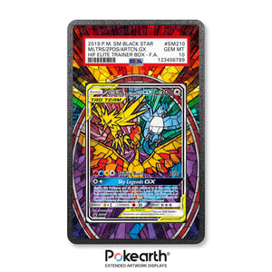 Moltres & Zapdos & Articuno GX SM 210 - Graded Card Extended Artwork Display Case - Display Case Extended Artwork Pokearth
