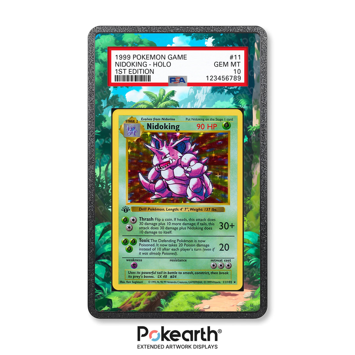 Nidoking 11/102 - Graded Card Extended Artwork Display Case - Display Case Extended Artwork Pokearth