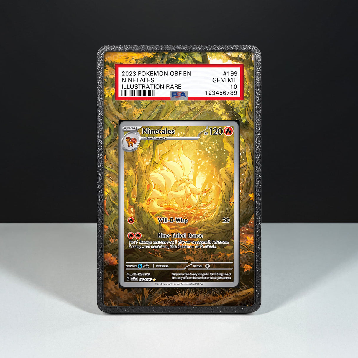 Ninetales 199/197- Graded Card Extended Artwork Display Case - Display Case Extended Artwork Pokearth