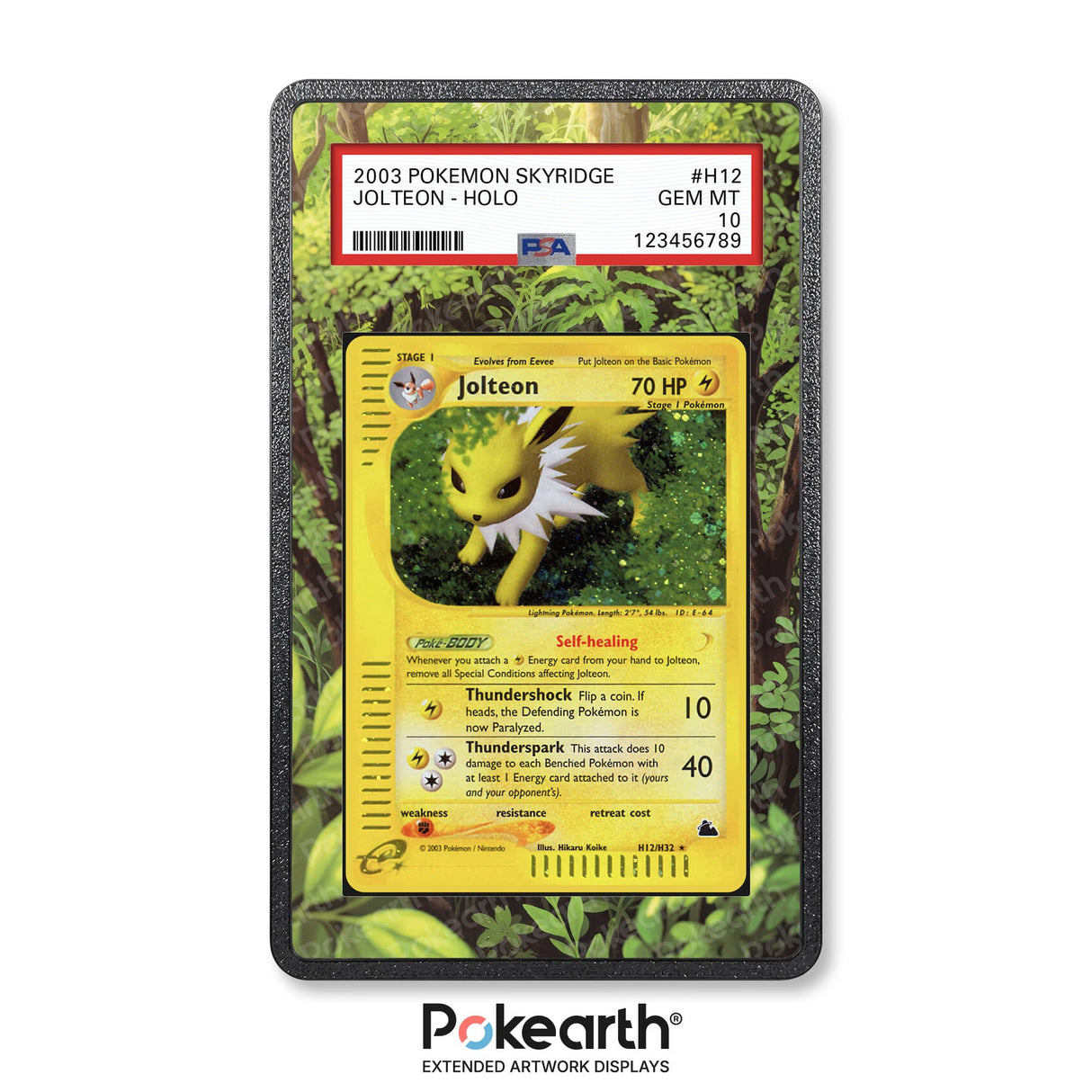 Jolteon H12/H32 - Graded Card Extended Artwork Display Case - Display Case Extended Artwork Pokearth