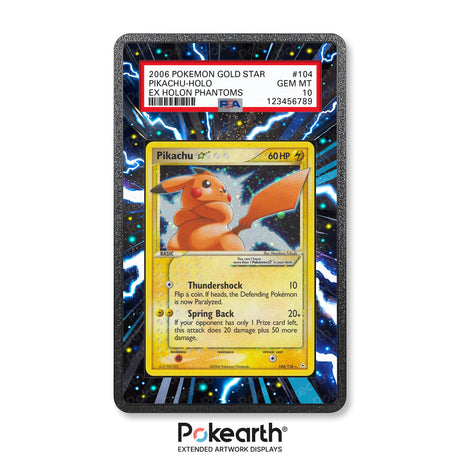 Pikachu Gold Star 104/110 - Graded Card Extended Artwork Display Case - Display Case Extended Artwork Pokearth