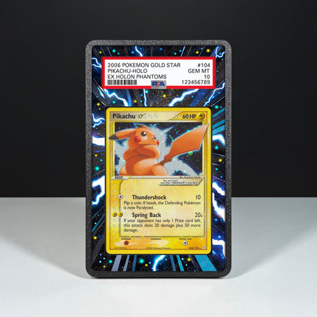 Pikachu Gold Star 104/110 - Graded Card Extended Artwork Display Case - Display Case Extended Artwork Pokearth