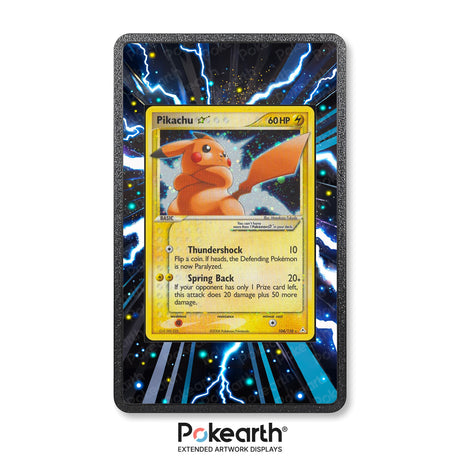 Pikachu Gold Star 104/110 - Custodia con Artwork Esteso per Carte Pokémon - Display Case Extended Artwork Pokearth