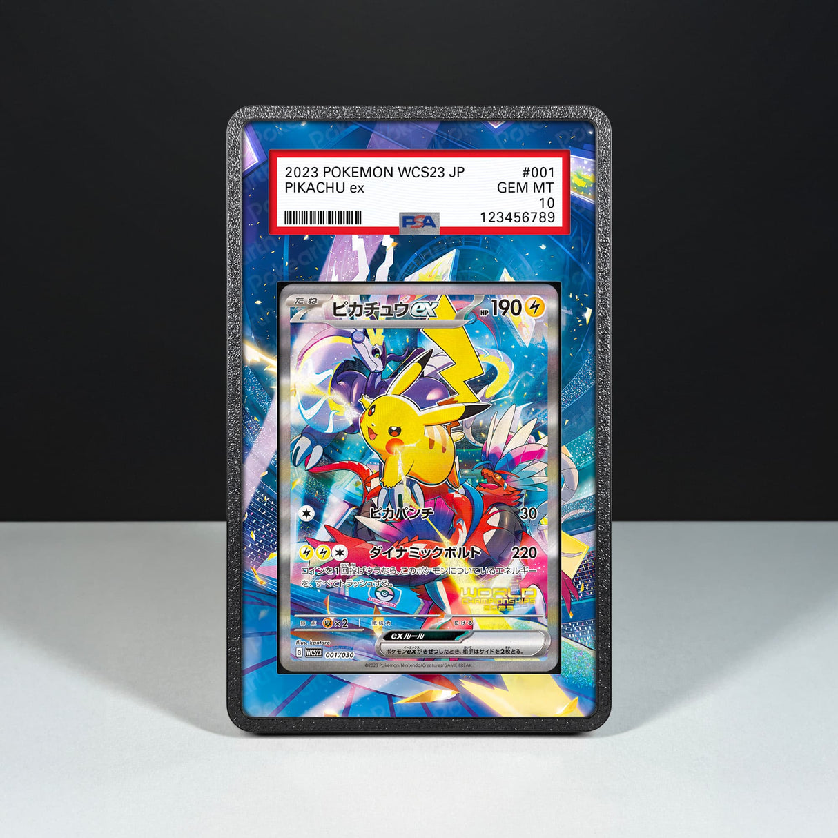 Pikachu WCS23 001/030 - Graded Card Extended Artwork Display Case - Display Case Extended Artwork Pokearth