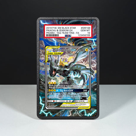Pikachu & Zekrom GX SM168 - Graded Card Extended Artwork Display Case - Display Case Extended Artwork Pokearth