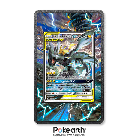 Pikachu & Zekrom GX SM168 - Custodia con Artwork Esteso per Carte Pokémon - Display Case Extended Artwork Pokearth