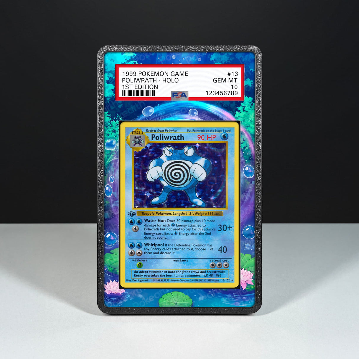 Poliwrath 13/102 - Graded Card Extended Artwork Display Case - Display Case Extended Artwork Pokearth
