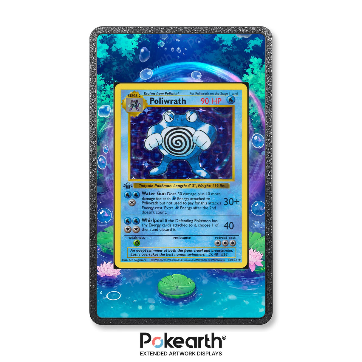 Poliwrath 13/102 - Custodia con Artwork Esteso per Carte Pokémon - Display Case Extended Artwork Pokearth