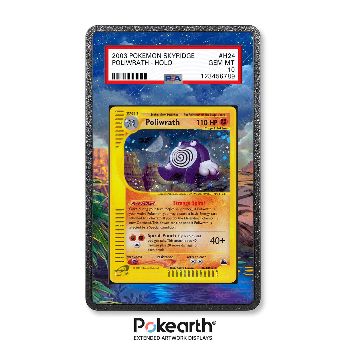 Poliwrath H24/H32 - Graded Card Extended Artwork Display Case - Display Case Extended Artwork Pokearth