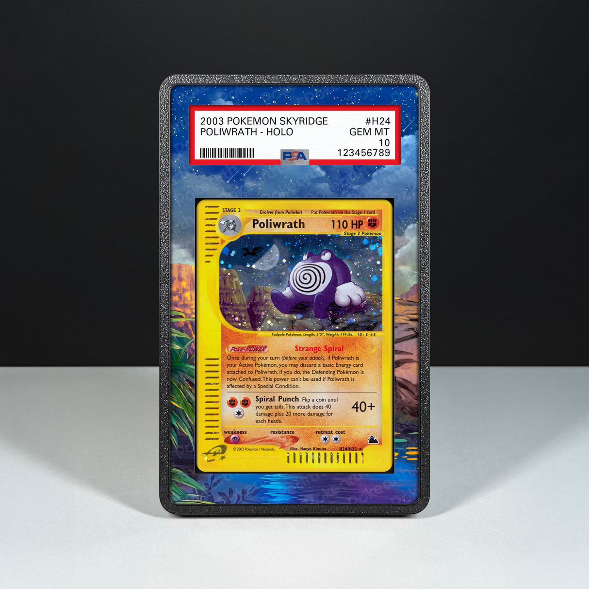 Poliwrath H24/H32 - Graded Card Extended Artwork Display Case - Display Case Extended Artwork Pokearth