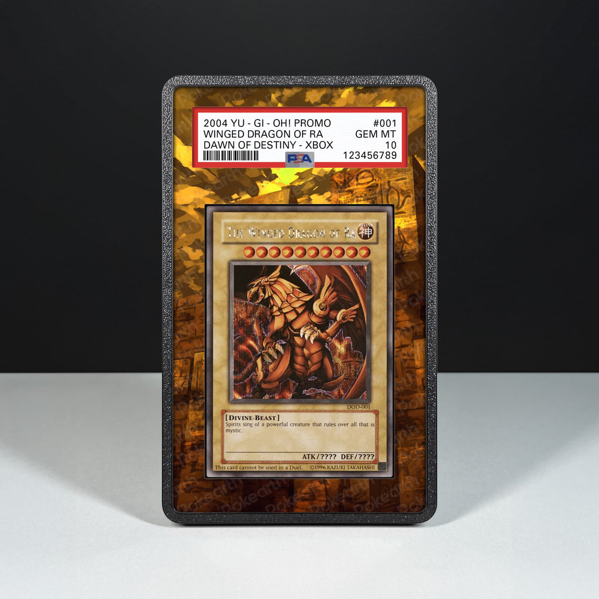 Drago Alato di Ra 001 - Custodia con Artwork Esteso per Carte Gradate - Display Case Extended Artwork Pokearth