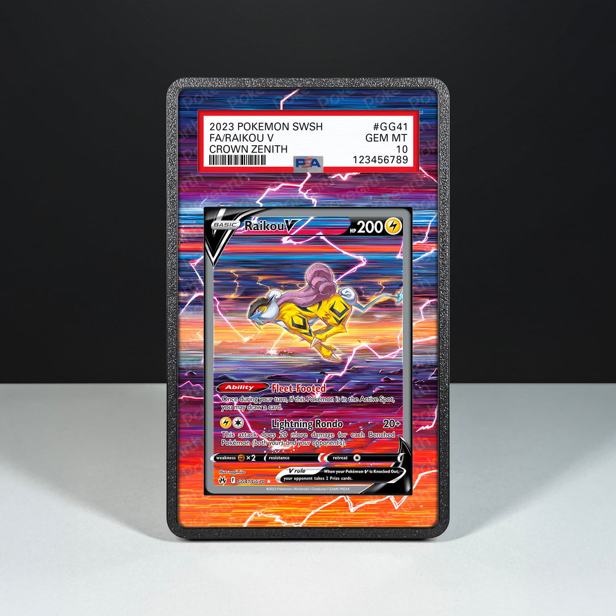 Raikou V GG41/GG70 - Graded Card Extended Artwork Display Case - Display Case Extended Artwork Pokearth