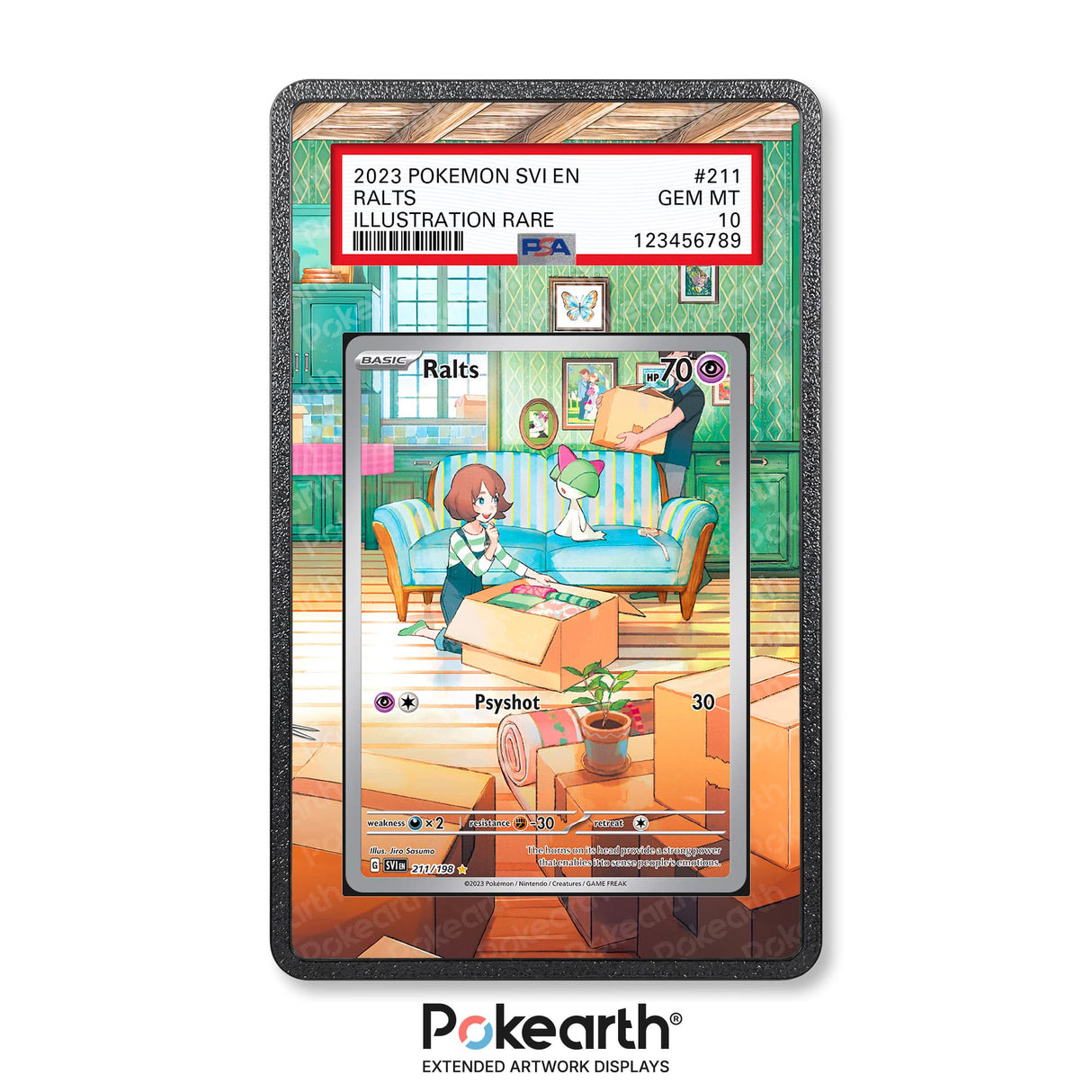 Ralts 211/198 - Graded Card Extended Artwork Display Case - Display Case Extended Artwork Pokearth