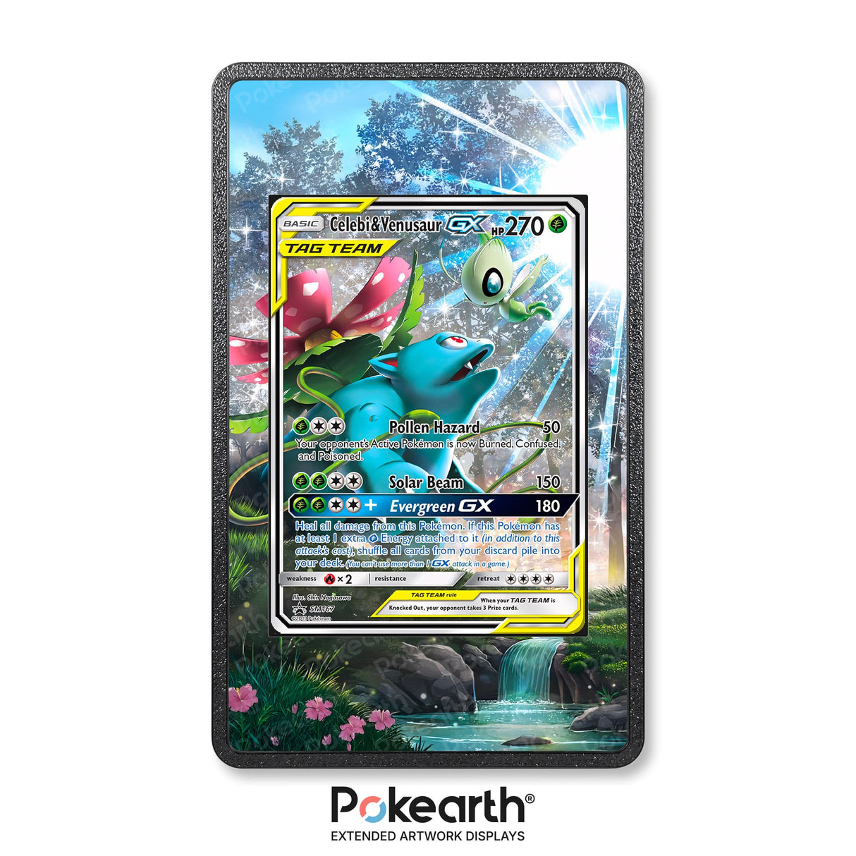 Celebi & Venusaur GX SM167 - Custodia con Artwork Esteso per Carte Pokémon - Display Case Extended Artwork Pokearth