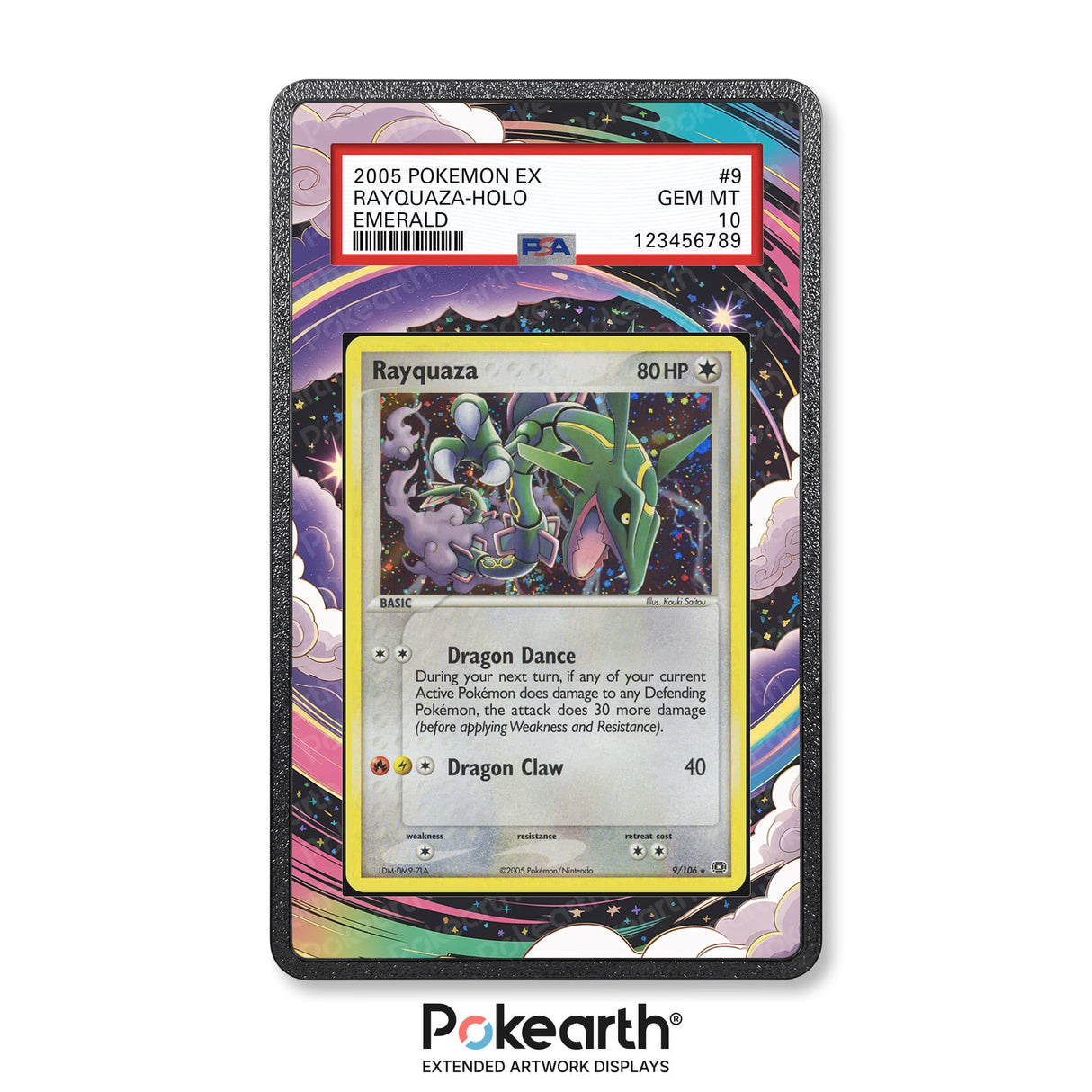 Rayquaza 9/106 - Graded Card Extended Artwork Display Case - Display Case Extended Artwork Pokearth