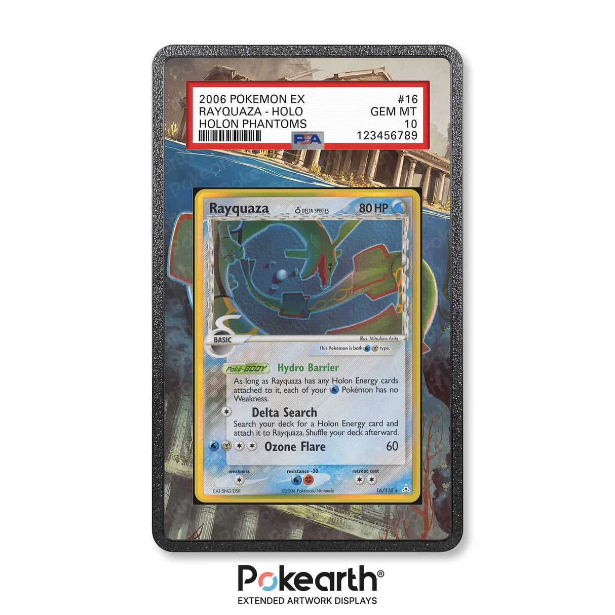 Rayquaza Delta Species 16/110 - Graded Card Extended Artwork Display Case - Display Case Extended Artwork Pokearth