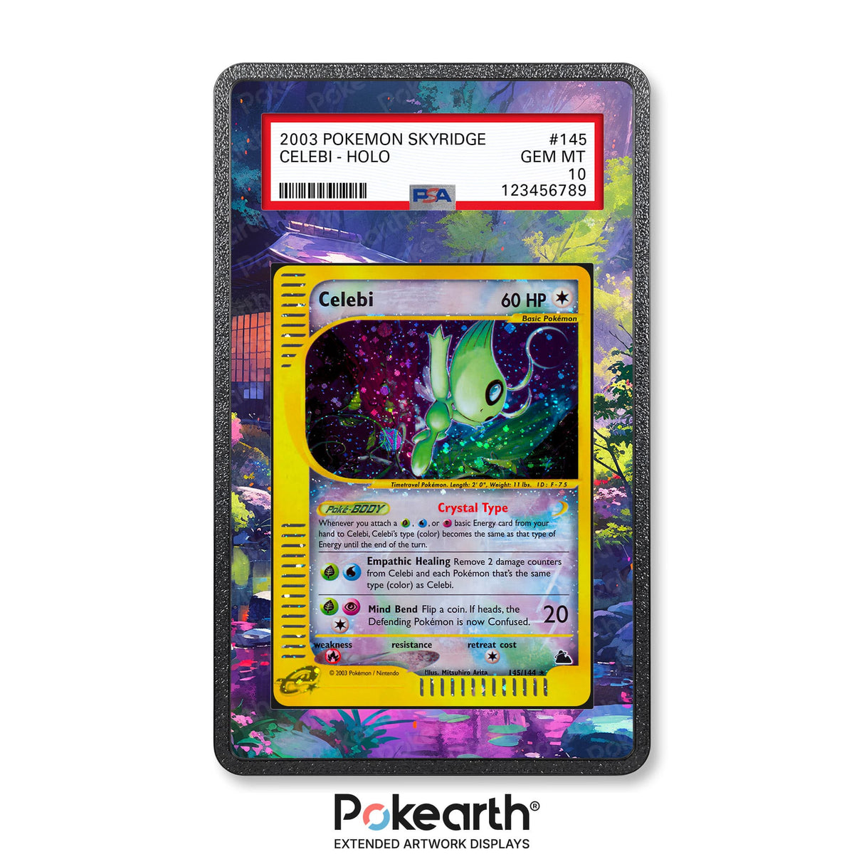 Celebi 145/144 - Custodia con Artwork Esteso per Carte Gradate - Display Case Extended Artwork Pokearth