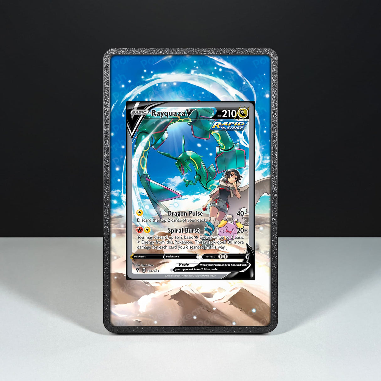 Rayquaza V 194/203 - Custodia con Artwork Esteso per Carte Pokémon - Display Case Extended Artwork Pokearth