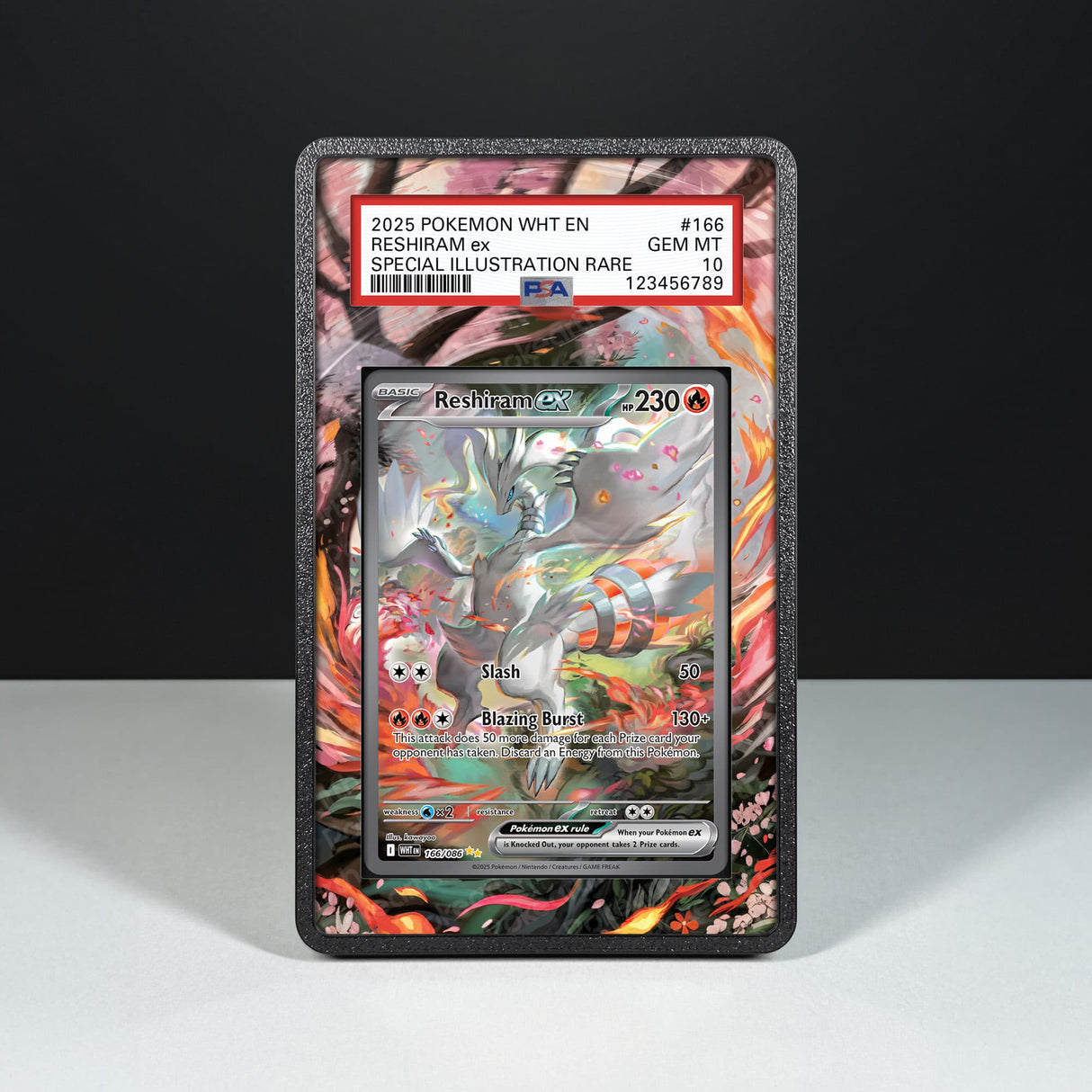 Reshiram ex 166/086 - Graded Card Extended Artwork Display Case - Display Case Extended Artwork Pokearth