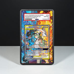 Reshiram & Zekrom GX 222/236 - Graded Card Extended Artwork Display Case - Display Case Extended Artwork Pokearth