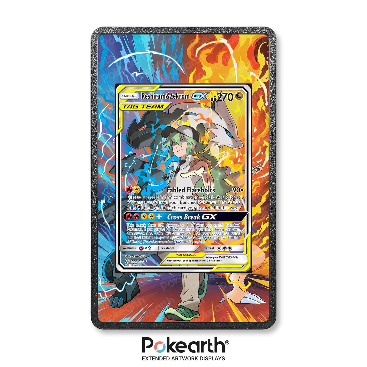 Reshiram & Zekrom GX 222/236 - Custodia con Artwork Esteso per Carte Pokémon - Display Case Extended Artwork Pokearth