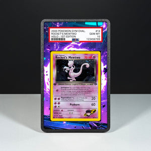 Rocket's Mewtwo 14/132 - Graded Card Extended Artwork Display Case - Display Case Extended Artwork Pokearth