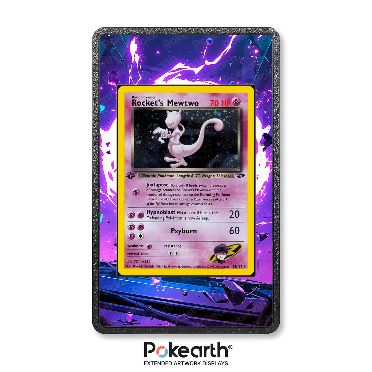 Rocket's Mewtwo 14/132 - Custodia con Artwork Esteso per Carte Pokémon - Display Case Extended Artwork Pokearth