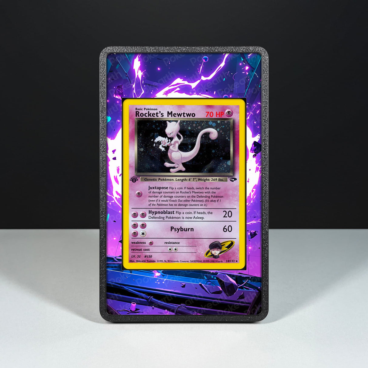 Rocket's Mewtwo 14/132 - Custodia con Artwork Esteso per Carte Pokémon - Display Case Extended Artwork Pokearth