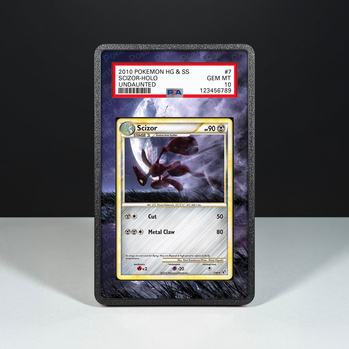 Scizor 7/90 - Graded Card Extended Artwork Display Case - Display Case Extended Artwork Pokearth