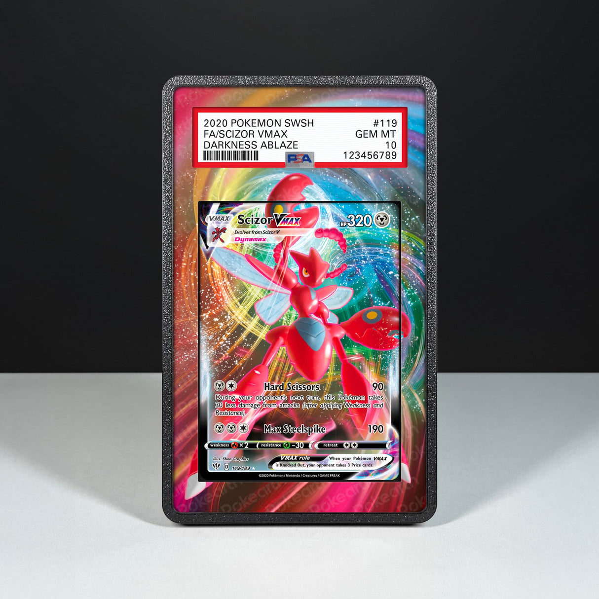 Scizor VMAX 119/189 - Graded Card Extended Artwork Display Case - Display Case Extended Artwork Pokearth