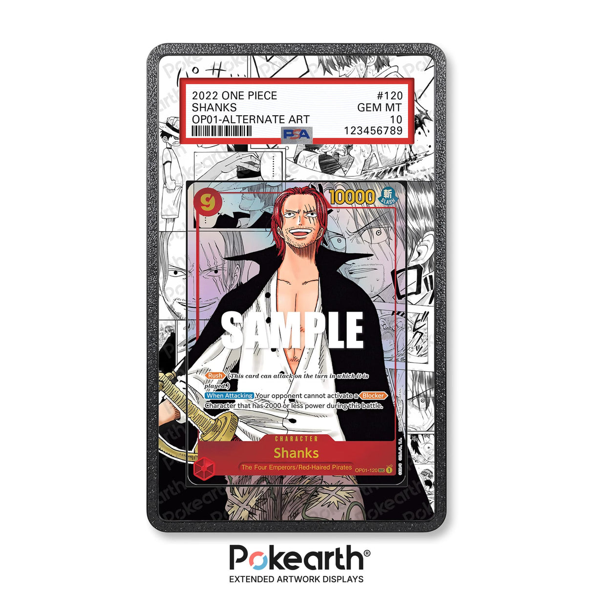 Shanks OP01-120 Manga - Graded Card Extended Artwork Display Case - Display Case Extended Artwork Pokearth