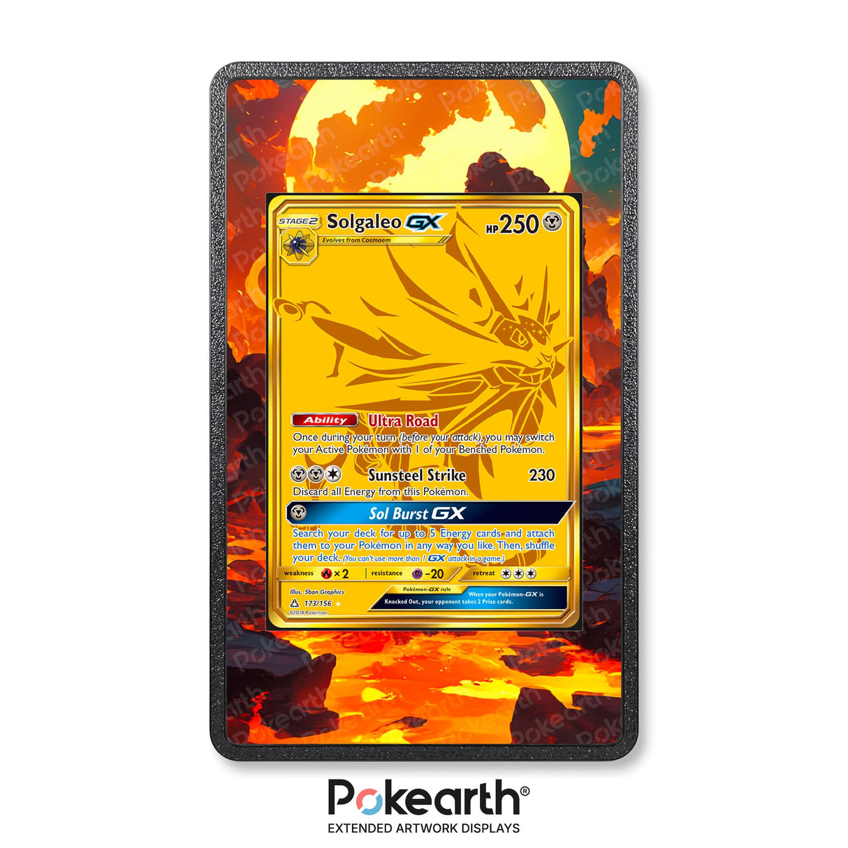 Solgaleo GX 173/156 - Custodia con Artwork Esteso per Carte Pokémon - Display Case Extended Artwork Pokearth