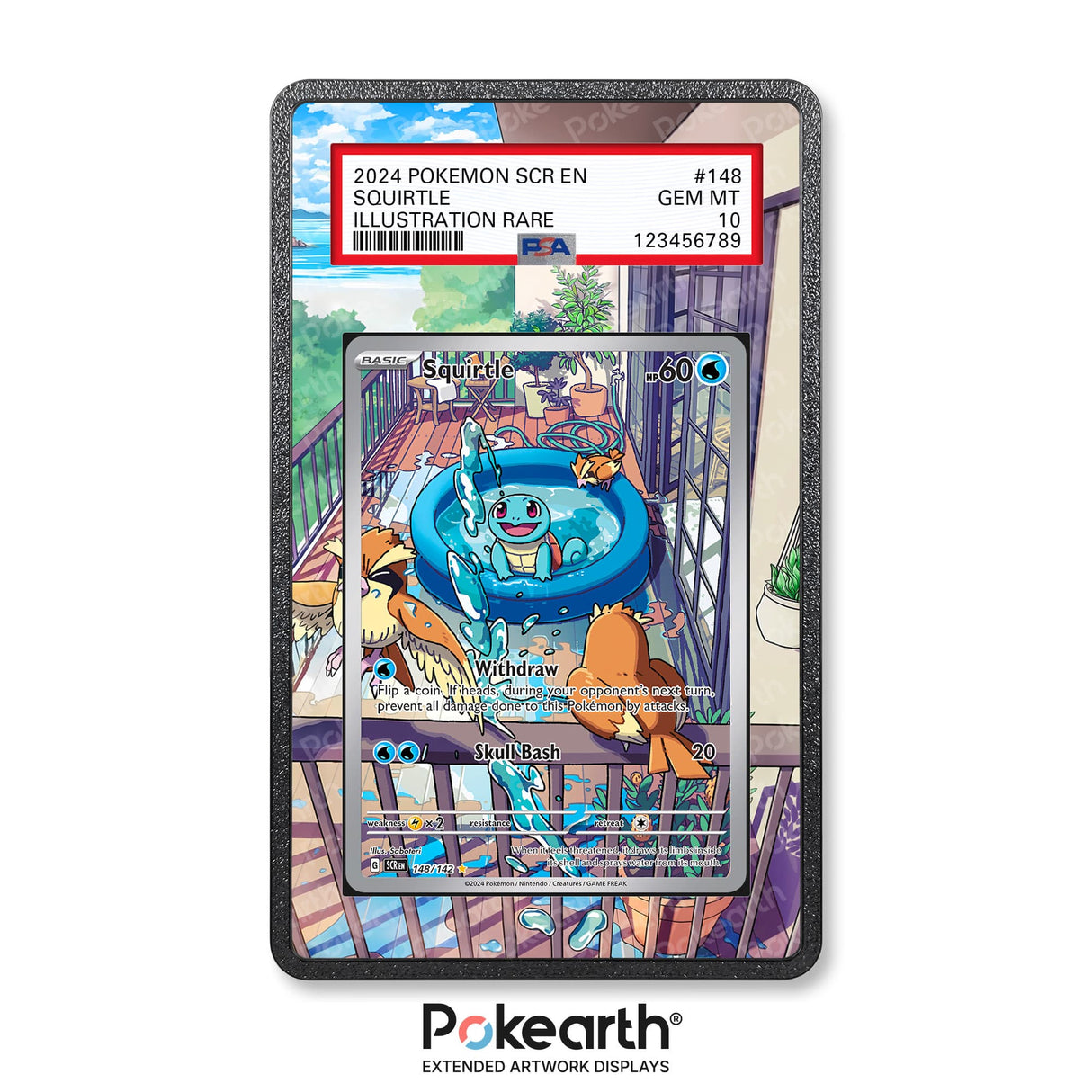 Squirtle 148/142 - Graded Card Extended Artwork Display Case - Display Case Extended Artwork Pokearth