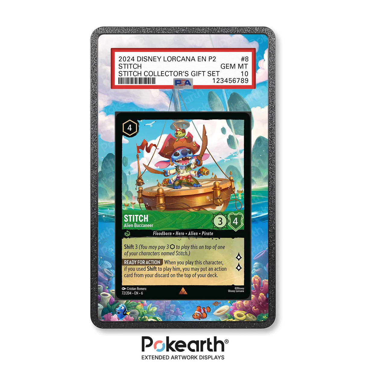 Stitch - Alien Buccaneer 72/204 - Graded Card Extended Artwork Display Case - Display Case Extended Artwork Pokearth