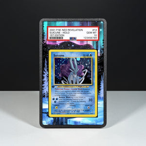 Suicune 14/64 - Graded Card Extended Artwork Display Case - Display Case Extended Artwork Pokearth