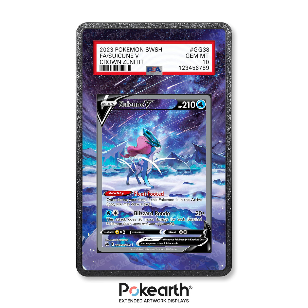Suicune V GG38/GG70 - Graded Card Extended Artwork Display Case - Display Case Extended Artwork Pokearth