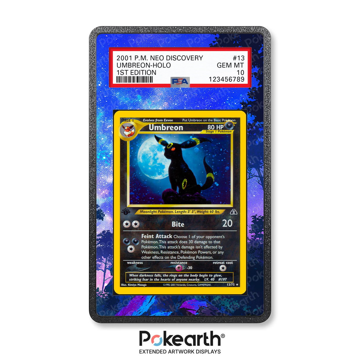 Umbreon 13/75 - Custodia con Artwork Esteso per Carte Gradate - Display Case Extended Artwork Pokearth