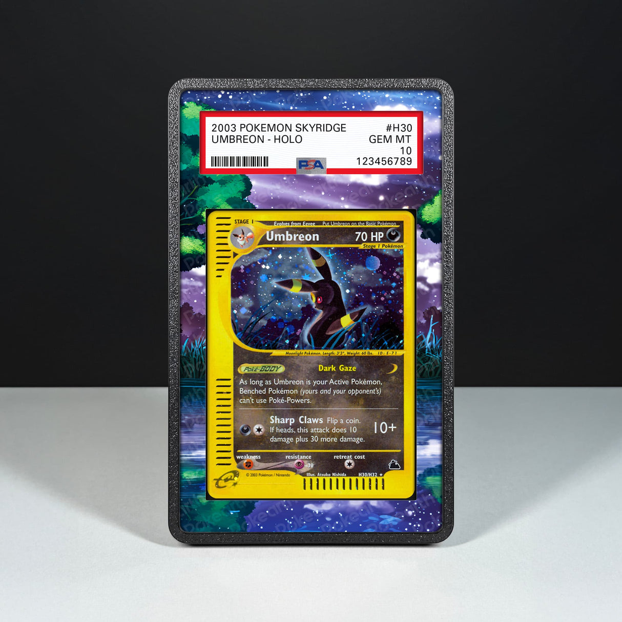 Umbreon H30/H32 - Custodia con Artwork Esteso per Carte Gradate - Display Case Extended Artwork Pokearth