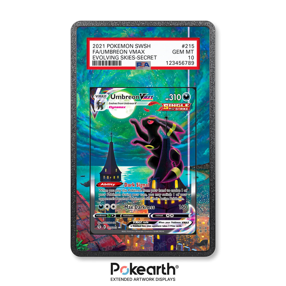Umbreon VMAX 215/203 - Graded Card Extended Artwork Display Case - Display Case Extended Artwork Pokearth